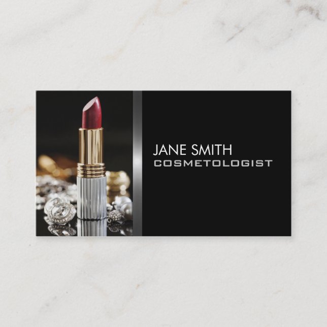 Makeup Artist Cosmetologist Cosmetology Elegant Business Card (Front)