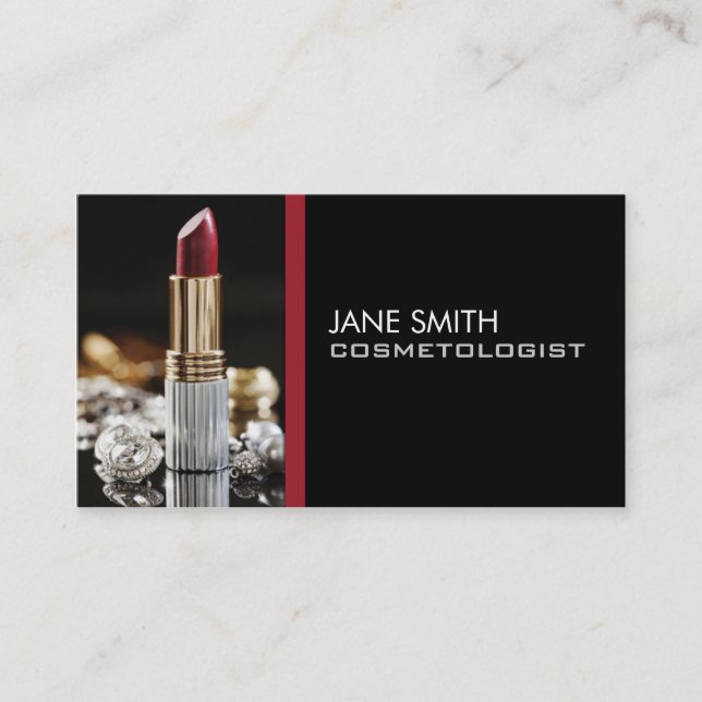 Makeup Artist Cosmetologist Cosmetology Elegant Business Card (Front)