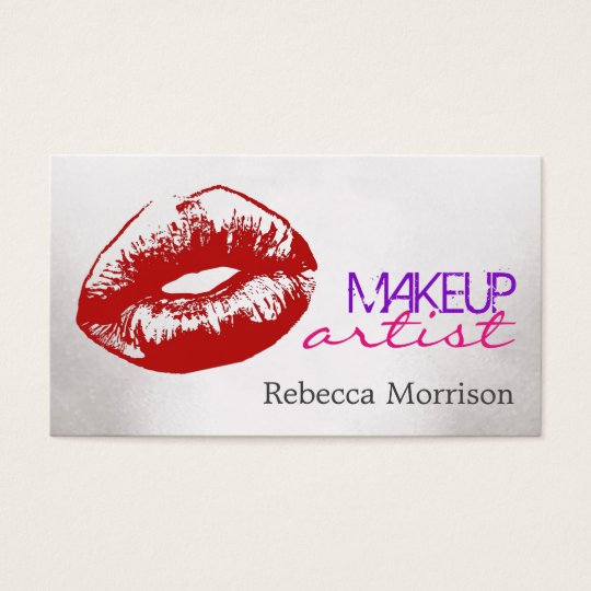 Makeup Artist Cosmetologist Red Lips Business Card