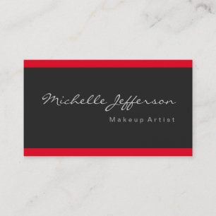 Makeup Artist Dark Grey Red Stripes Business Card