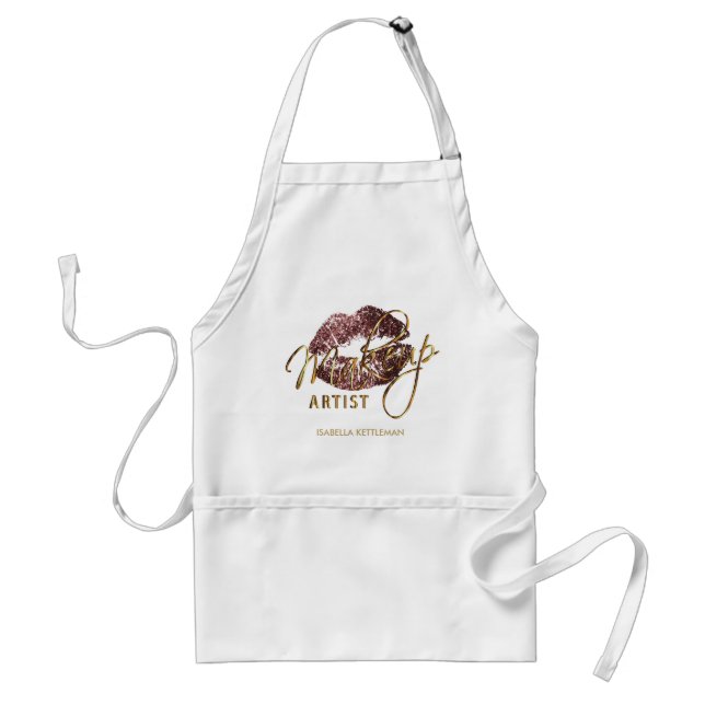 Makeup Artist - Dark Rose GoldGlitter Lips Standard Apron (Front)