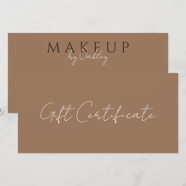 Makeup Artist Dark Terracotta Gift Certificate (Front/Back)