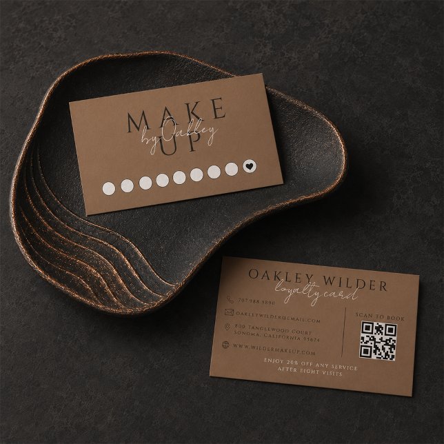 Makeup Artist Dark Terracotta QR Code  Loyalty Card (Creator Uploaded)