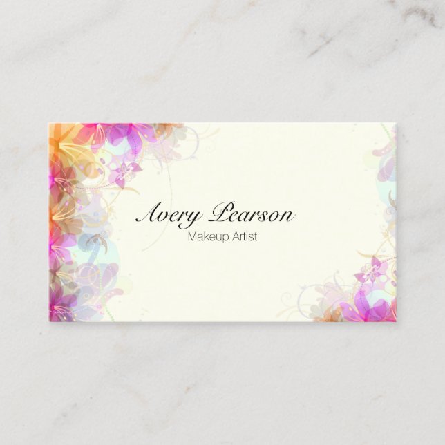 Makeup Artist Delicate Floral Business Card (Front)