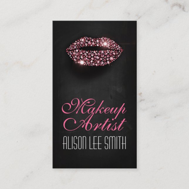 Makeup Artist/Diamonds Sparkle Lips Business Card (Front)