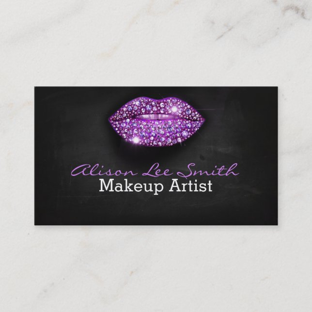Makeup Artist/Diamonds Sparkle Lips Business Card (Front)