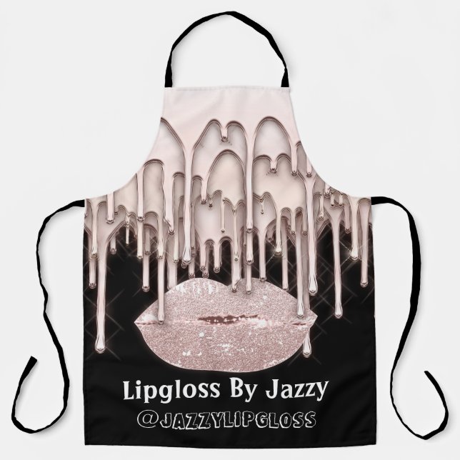 Makeup Artist Drips Kiss Lips Drips Rose 3DEffect Apron (Front)