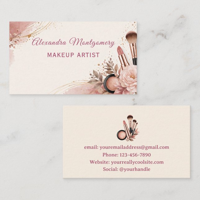 Makeup Artist Elegant Business Card (Front/Back)