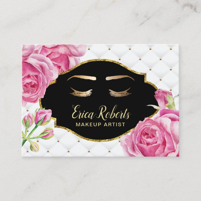 Makeup Artist Elegant Floral Luxury Beauty Salon Business Card (Front)