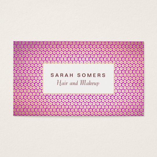Makeup Artist Elegant Gold Magenta Pink Pattern Business Card