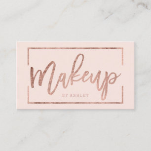 Makeup artist elegant rose gold typography blush business card