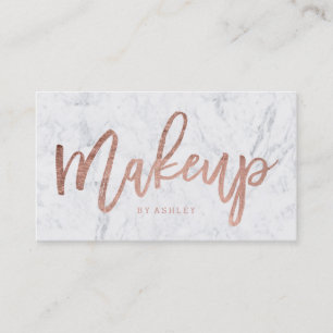 Makeup artist elegant rose gold typography marble business card