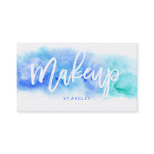 Makeup artist elegant typography blue watercolor