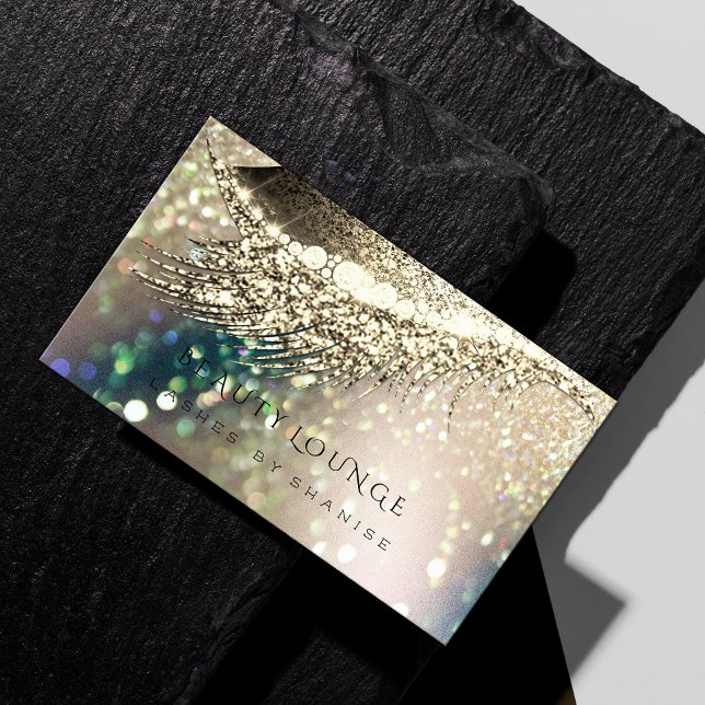 Makeup Artist Event Eyelash Spark Gold Glitter Appointment Card (Creator Uploaded)