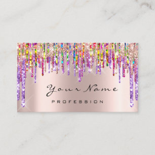 Makeup Artist Event Nails Holograph Unicorn Rainbo Business Card