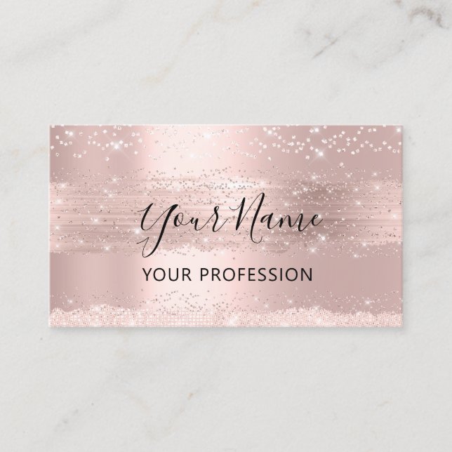 Makeup Artist Event Planner Confetti Pink Rose Business Card (Front)
