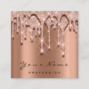 Makeup Artist Event Planner Glitter 3D Copper Square Business Card