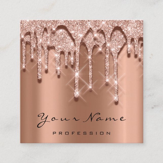 Makeup Artist Event Planner Glitter 3D Copper Square Business Card (Front)