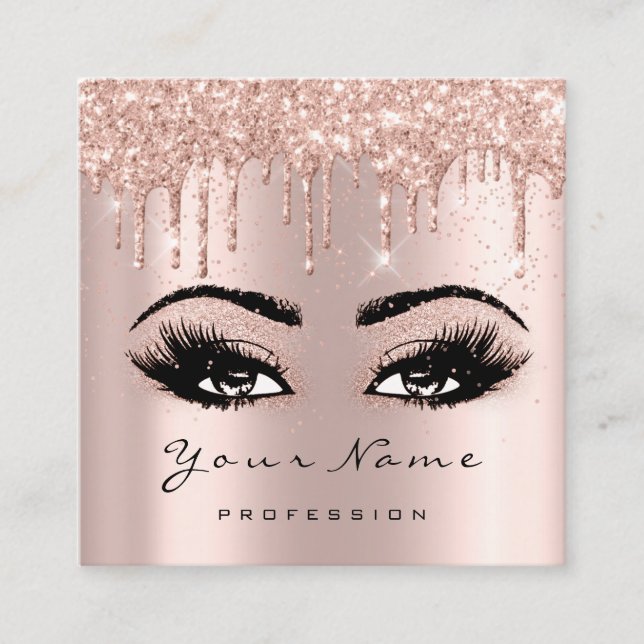 Makeup Artist Event Planner Glitter Eyelash Square Square Business Card (Front)