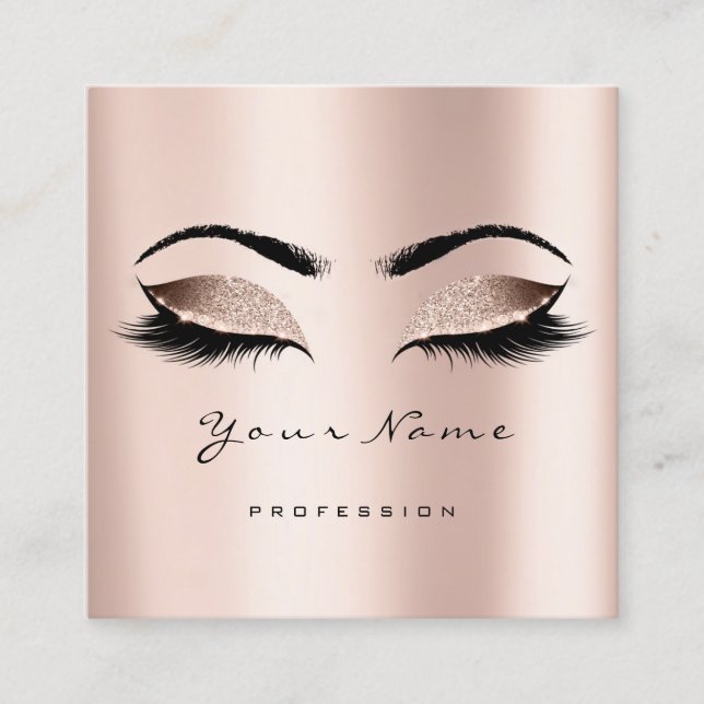 Makeup Artist Event Planner Glitter Eyes Lashes Square Business Card (Front)