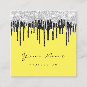 Makeup Artist Event Planner Grey Black Yellow Square Business Card