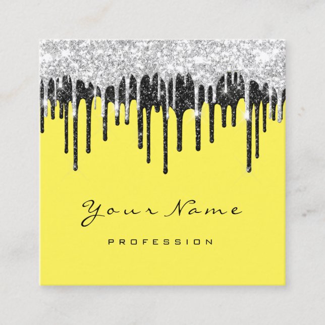 Makeup Artist Event Planner Grey Black Yellow Square Business Card (Front)