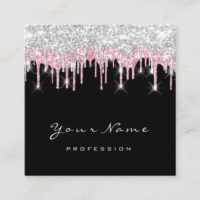 Makeup Artist Event Planner Grey Pink Black Square Business Card (Front)