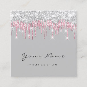 Makeup Artist Event Planner Grey Pink Gray Square Business Card