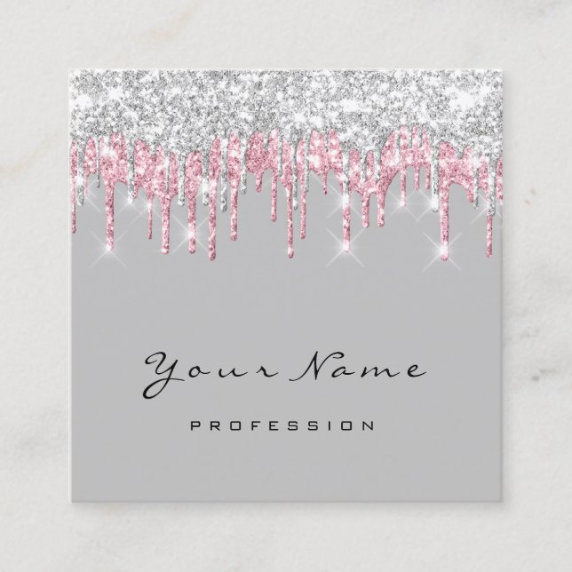 Makeup Artist Event Planner Grey Pink Grey Square Business Card (Front)