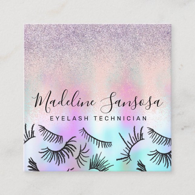 Makeup Artist  Eye Lashes Eye Lash Technician Square Business Card (Front)
