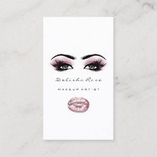 Makeup Artist Eye Lashes Glitter Eyebrows Lip Pink Business Card
