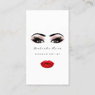 Makeup Artist Eye Lashes Rose Eyebrow Red Lips Business Card
