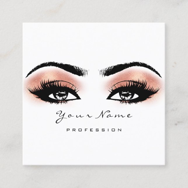 Makeup Artist Eyebrow Blush Lashes White Square Square Business Card (Front)
