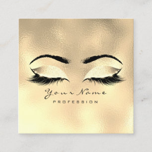 Makeup Artist Eyebrow Eye Lash Glitter Gold Waxing Square Business Card