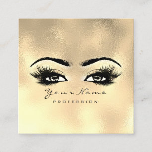 Makeup Artist Eyebrow Eye Lashes Glass Gold Square Business Card