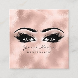 Makeup Artist Eyebrow Eye Lashes Rose Glass Square Square Business Card