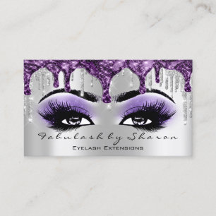 Makeup Artist Eyebrow Eyelash Silver Grey Purple Business Card
