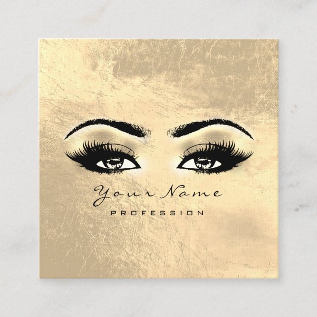 Makeup Artist Eyebrow Eyes Lashes Gold Square Square Business Card (Front)