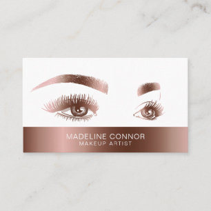 Makeup Artist Eyebrow Eyes Lashes Rose Gold Business Card
