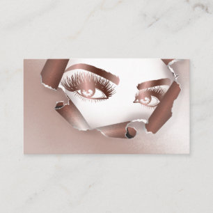 Makeup Artist Eyebrow Eyes Lashes Rose Gold Business Card