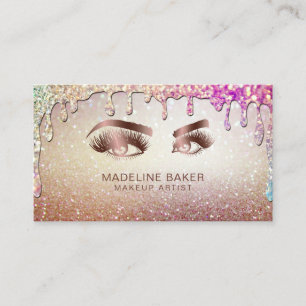 Makeup Artist Eyebrow Eyes Lashes Rose Gold Business Card