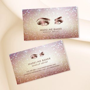 Makeup Artist Eyebrow Eyes Lashes Rose Gold Business Card