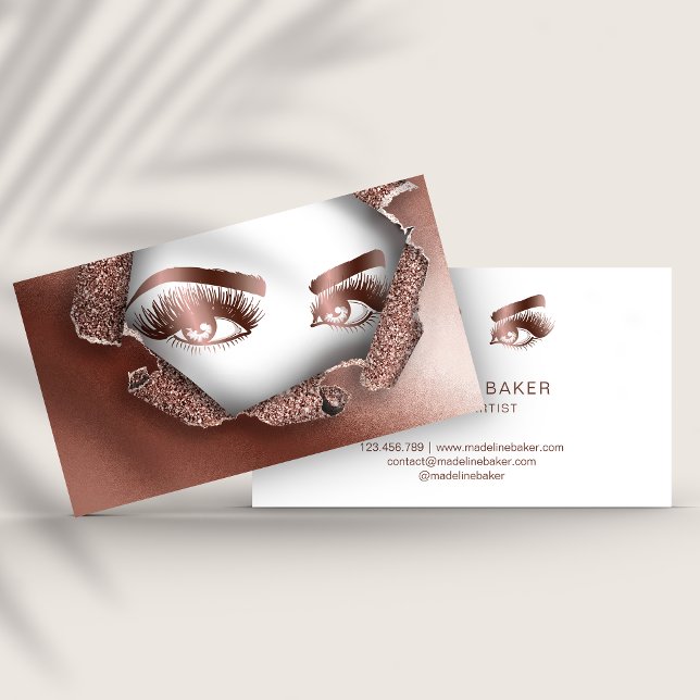 Makeup Artist Eyebrow Eyes Lashes Rose Gold Business Card (Creator Uploaded)