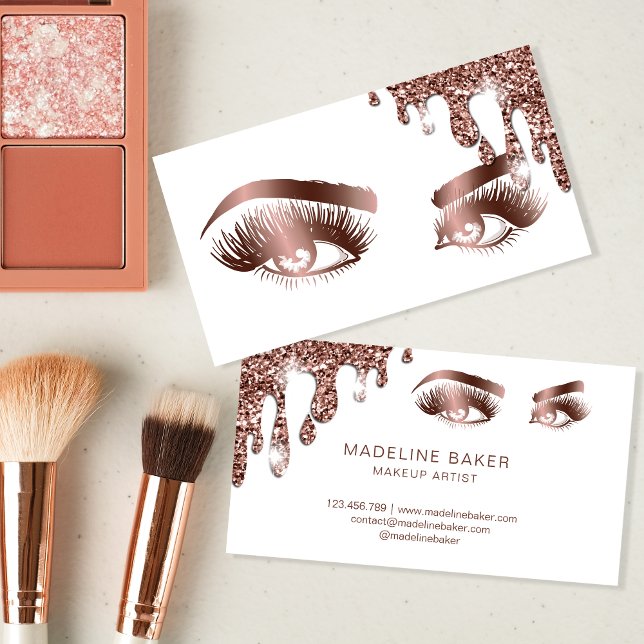 Makeup Artist Eyebrow Eyes Lashes Rose Gold Business Card (Creator Uploaded)