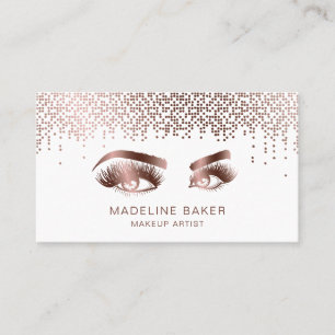Makeup Artist Eyebrow Eyes Lashes Rose Gold Business Card
