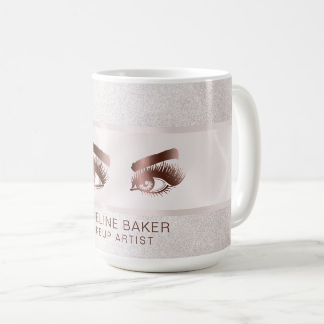 Makeup Artist Eyebrow Eyes Lashes Rose Gold Coffee Mug (Front Right)