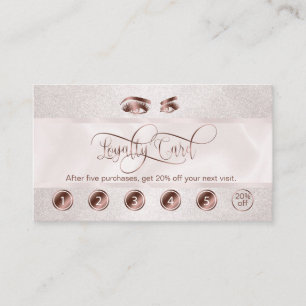 Makeup Artist Eyebrow Eyes Lashes Rose Gold Loyalty Card