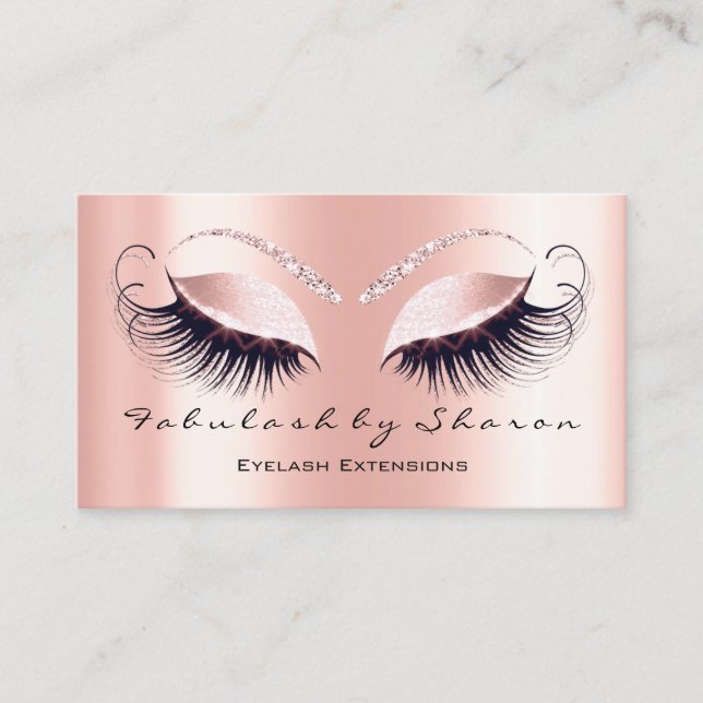 Makeup Artist Eyebrow Lashes Extension Rose Coral Business Card (Front)