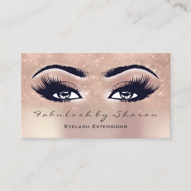 Makeup Artist Eyebrow Lashes Extension Rose Spark Business Card (Front)