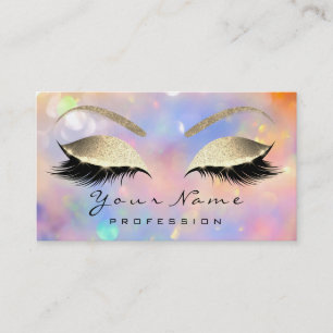 Makeup Artist Eyebrow Lashes Glitter Holographic Business Card